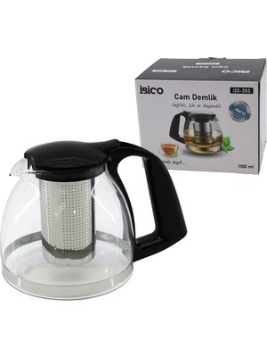 K-yonlineticaret 1100ML Cam Demlik Çelik Süzgeçli - Plastik Kulp - Kapak - Krom Çerçeve (5501)