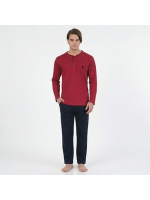 Polo Club Bordo Uzun Kol Erkek Pijama Takımı 881