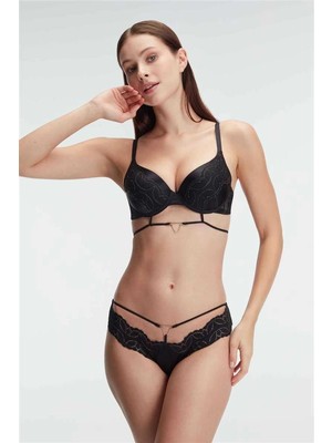 Toyigoo Ieg™ Destekli Balenli Kaplı Dantel Detaylı Sütyen Slip Iç Çamaşırı Takımı