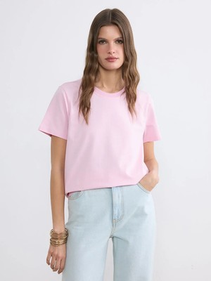 LC Waikiki Lcw Everyday Pembe Bisiklet Yaka Kadın Tişört