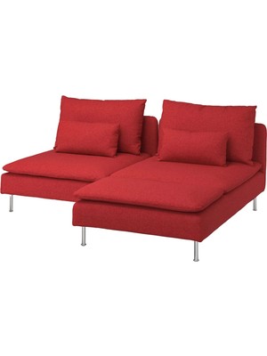 IKEA Kırmızı Konforlu Kanepe - Uzanma Koltuklu 2'li Kanepe