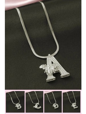 Toyigoo Ieg™ Arı Zirkon Taşlı Gümüş Renkli Harfli Çelik Kolye