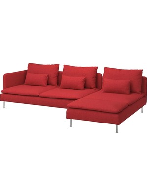 IKEA Kırmızı Modern Kanepe - Uzanma Koltuklu 4'lü Kanepe