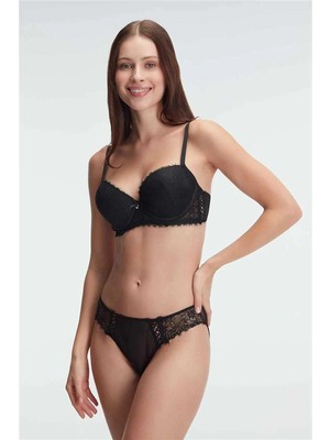 Toyigoo Ieg™ Destekli Dolgulu Balenli Kaplı Dantel Detaylı Sütyen Slip Iç Çamaşırı Takım