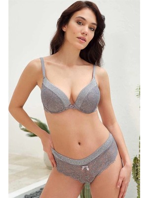 Toyigoo Ieg™ Balenli Destekli Dolgulu Taşlı Dantelli Sütyen ve String Takım