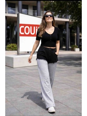 Couis Kadın Yüksek Bel Bol Paça Palazzo Garnili