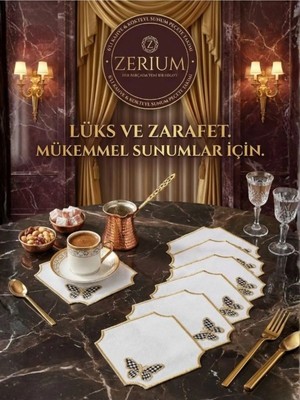 Zerium Premium 6’lı Kokteyl ve Kahve Altı Sunum Peçetesi Black Kelebek Serisi
