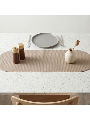 Grand Fine Art 1 Adet Deri Mini Runner-Klavye Altlığı-Masa Matı-Masa Sümeni -Çok Amaçlı Kullanım Örgü Desenli