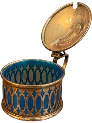 TT Ingiliz Epns Gümüş Kaplama Hardal Kabı, Sosluk. E.p.n.s. Damgalı, 5,5 cm Çapında 3,5 cm