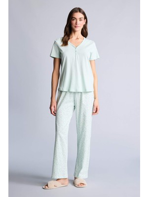 DeFacto Pijama Takımı Üst Desenli Alt H1276AX26SM