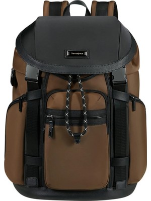Samsonite %90 Geri Dönüştürülmüş Poliüretan, %10 Poliüretan Siyah - Kahve Erkek Sırt Çantası Relyon-Backpack M 15.6 Flap