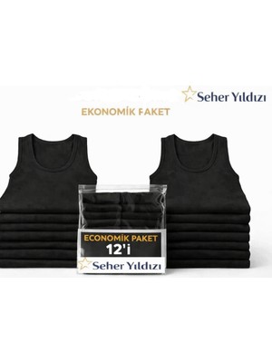 Seher Yıldızı 12'li Paket Seher Yıldızı %100 Pamuk Klasik Penye Erkek Atlet Abani Classic