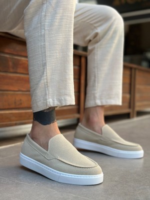 Baybonza BA0241 Bağcıksız Yüksek Taban Bej Süet Erkek Ayakkabı