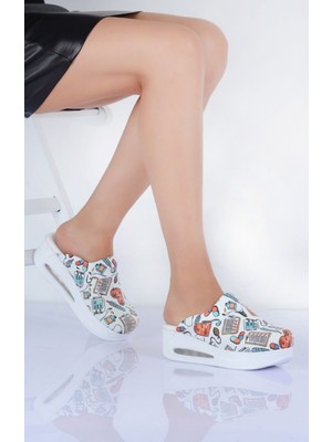 SABOTERLİK Ortopedik Doktor ve Hemşire Terliği Reçete Desenli – Kaymaz Tabanlı Konforlu Sağlık Personeli Terliği