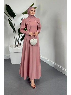 Merven Akyüz Roxana Taşlı Krep Abiye Pudra