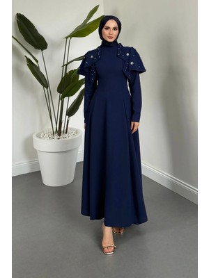 Merven Akyüz Roxana Taşlı Krep Abiye Indigo