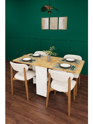 Asra Trend Lüks Katlanır Mutfak Yemek Masası Takımı %100 MDF Çalışma Masası Sandalye KMS13