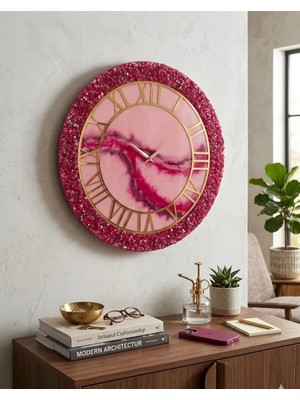 Duvar Saati - 50 cm - Modern Dekoratif Duvar Saati - Epoksi Duvar Saati - El Yapımı Duvar Saati - Şık Duvar Saati