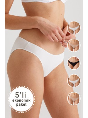 Pierre Cardin 2050 Külot 5'li Paket Yumuşak Dokulu %90 Pamuklu Kadın İçin Ekonomik Seçenek