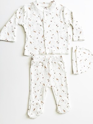 Gorushbaby Gorush 5138 3 Lü Pijama Takım Penye Yapraklar Baskılı Patikli