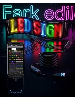 TE Dükkan Buğz Rgb LED Matrix Panel 60 cm 16X96 Piksel Kayan Yazı ve Animasyon Destekli