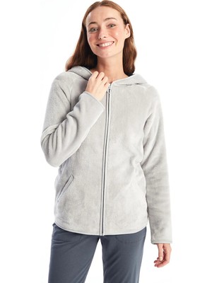 Lc Waikiki Yeni Sezon Kapüşonlu Düz Uzun Kollu Kadın Pelüş Pijama Üst