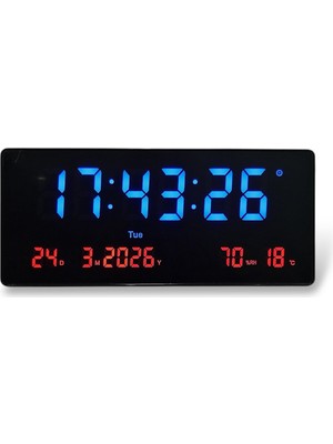 Upway 15×36 cm Büyük Hd LED Dijital Duvar Saati – Alarm Tarih Sıcaklık Nem Göstergesi