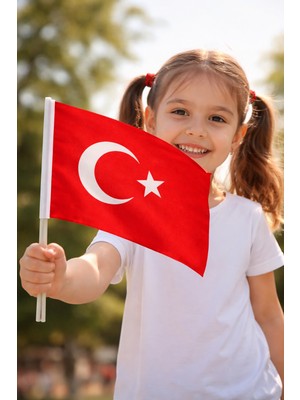 Herşey Nota Plastik Sopalı Alpaka Bez Türk Bayrağı 30X45 cm (50 Adet) – 23 Nisan ve Organizasyon Bayrağı