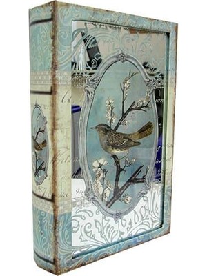 Kutu Kitap Aynalı Dalda Kuş Kitap Kutusu Dekoratif Hediyleik