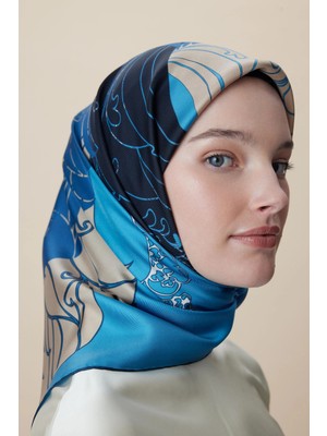 Maisa Safi Tivil Ipek Eşarp 90*90 cm - Mavi