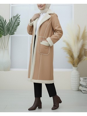 Modamorfo Içi Peluşlu Çıtçıtlı Cepli Deri Mont -Vizon
