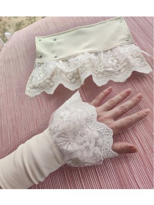 Firuz Rukye Krem Renk düğmeli Kolluk