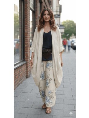 Eren Style Bohomiyan  Italyan Cepli Keten Kaftan & Kap (110.CM)