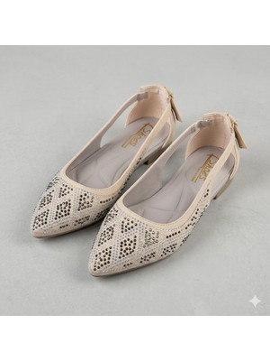 Kindep (Ceylanlar) Damla Taş Detaylı Günlük Kadın Babet Kadın Bej