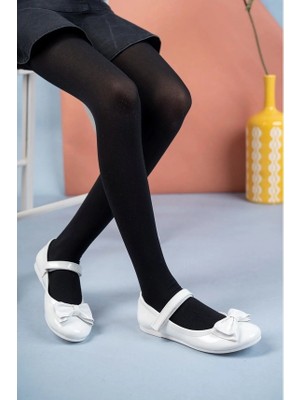 Prego Eylül Termo Kaymaz Taban Boğma Fiyonklu Cırtlı Çocuk Babet Rugan Beyaz