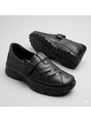 Kindep (Br Gol) Içi Dışı Hakiki Deri Phlon Hafif Taban Günlük Kadın Ayakkabı Siyah