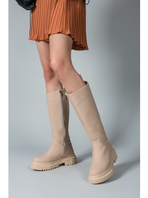 Riccon Kadın Çizme 0012360 Nut Renk Ortapedik İç Taban Özellikli Kapanma ile Rahat Kullanım
