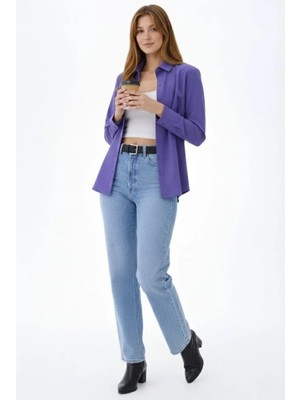 Modi Green Modig Uzun Kollu Gömlek Düğmeli Klasik Yaka Günlük ve Ofis Şıklığına Uygun  Mor