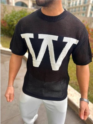 Elku Moda T-Shirt Nefes Alabilen Oversize Terletmez Örme Pamuk Fileli Bisiklet Yaka Tişört