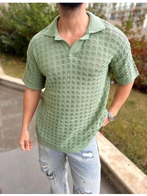 Elku Moda T-Shirt Nefes Alabilen Terletmez Polo Yaka Tshirt Slim Fit Italyan Yaka Tişört