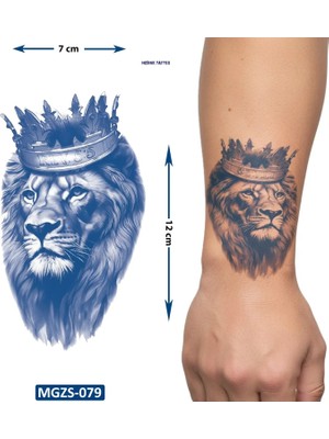 Airbrush Tattoo Kral Aslan Taç Geçici Dövme Yarı Kalıcı Aylık Yapıştırma Dövme