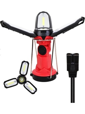 Elektronikçim Polizei P-8801 Şarjlı Katlanabilir 3xcob Led+ 3W LED Çok Fonksiyonlu Kamp Feneri