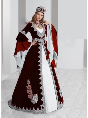 Ceyyiz Bindallı Kına Elbisesi 5 Parça 20-123 Bordo