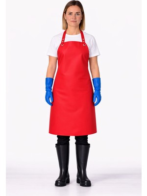 Bekiz Aşçı Kepi Üreticisi Bekiz Suni Deri Su Geçirmez Önlük Bulaşık Kasap Mermerci Endüstriyel Kullanım Için Kırmızı