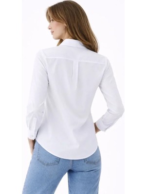 Modi Green Modig Uzun Kollu Gömlek Düğmeli Klasik Yaka Günlük ve Ofis Şıklığına Uygun  Beyaz