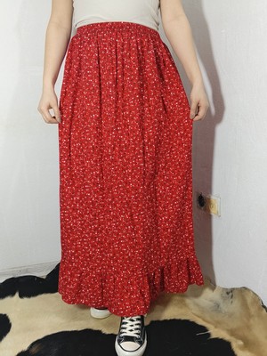 Hoaryage Beli Lastikli Altta Tek Kat Fırfırlı Viskon Kumaş Etek %100 Pamuk 36-44BEDEN