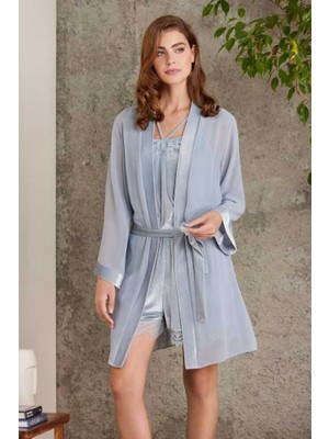Pierre Cardin Dantelli Kadife Tulum Sabahlık Takım 4800 Mist