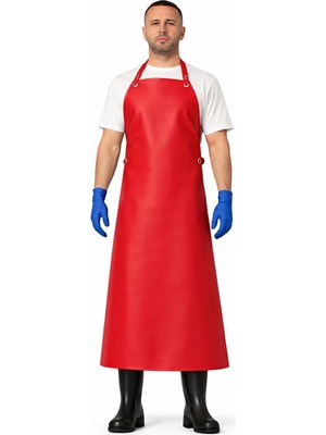 Bekiz Suni Deri Şef, Mutfak Bulaşık Önlüğü Kırmızı