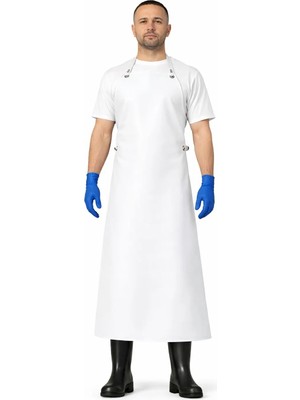 Bekiz Suni Deri Şef  Mutfak Bulaşık Önlüğü Beyaz
