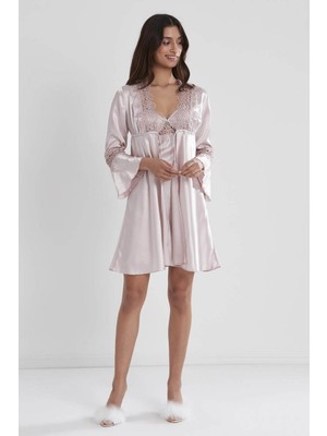 Pierre Cardin 6'lı Kaplı Gecelik Sabahlık Set 6325 Pudra